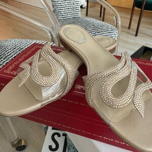 Rene Caovilla  crystal serpentines slide sandals brand new